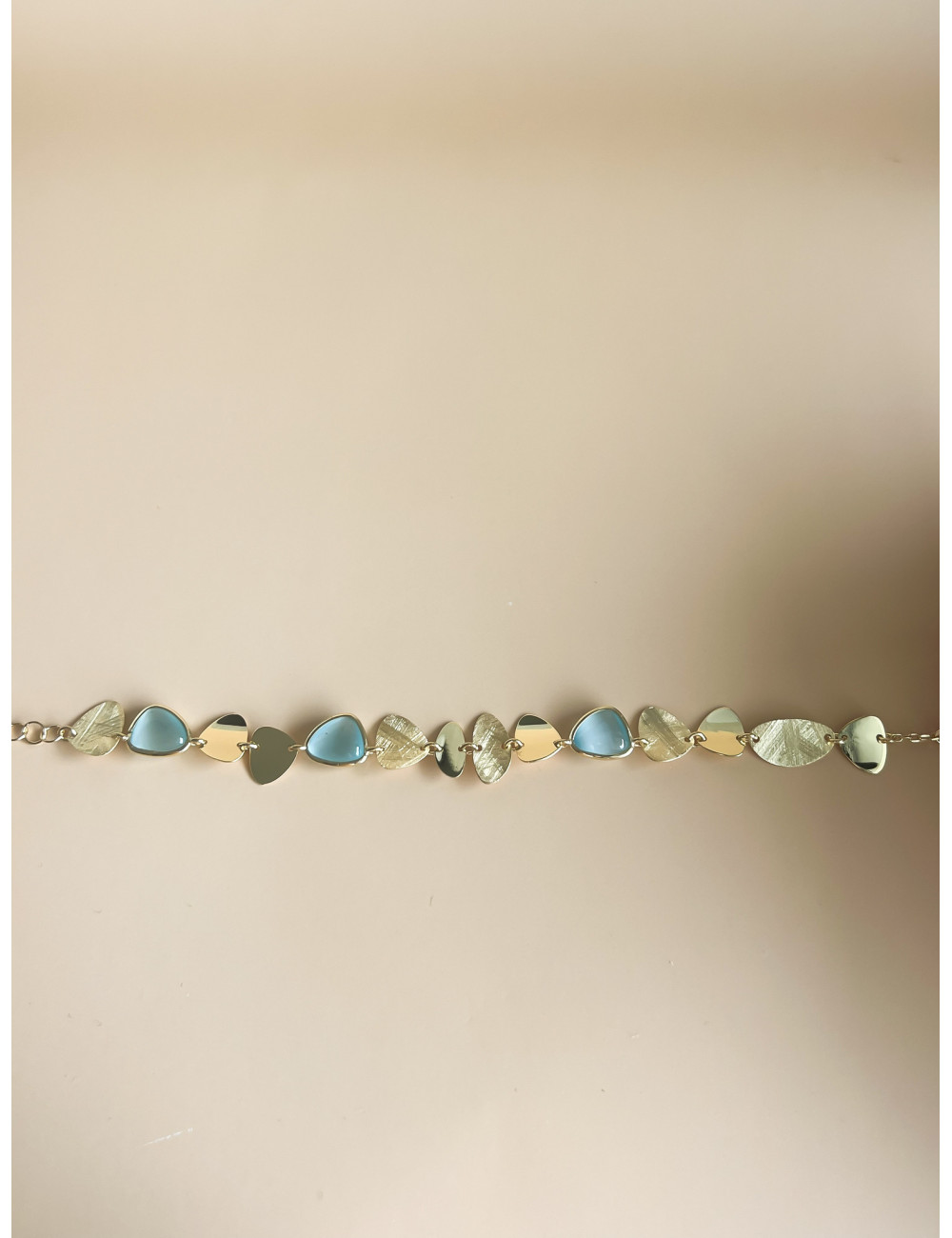 Pulseira Elegance Azul Prata Dourada