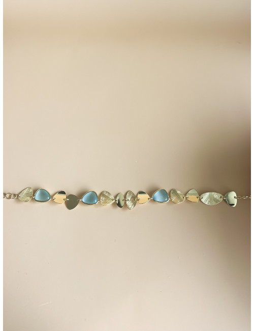 Pulseira Elegance Azul Prata Dourada