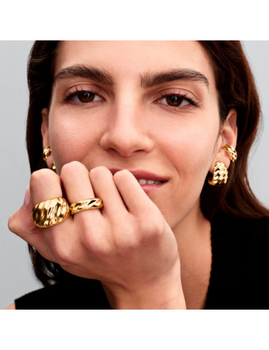 Anel Rippled Gold Pandora