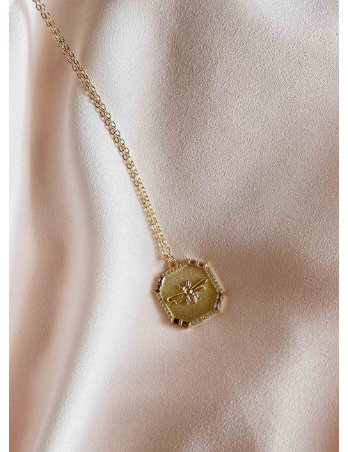 Colar Bee Mine Prata Dourada