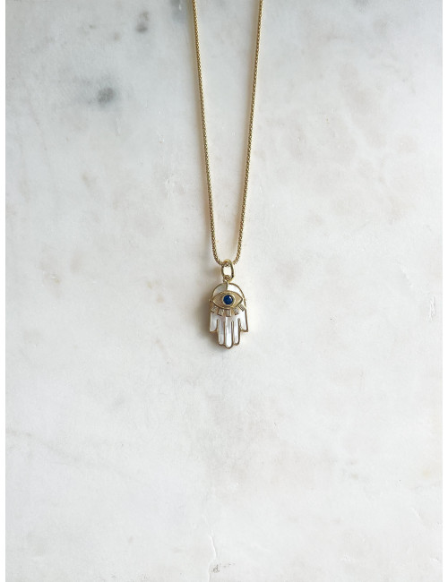 Colar Big Eye Hand Prata Dourada