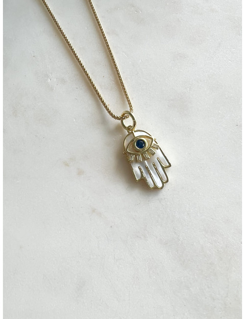 Colar Big Eye Hand Prata Dourada