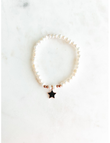 PULSEIRA PÉROLAS E ESTRELA ROSE GOLD