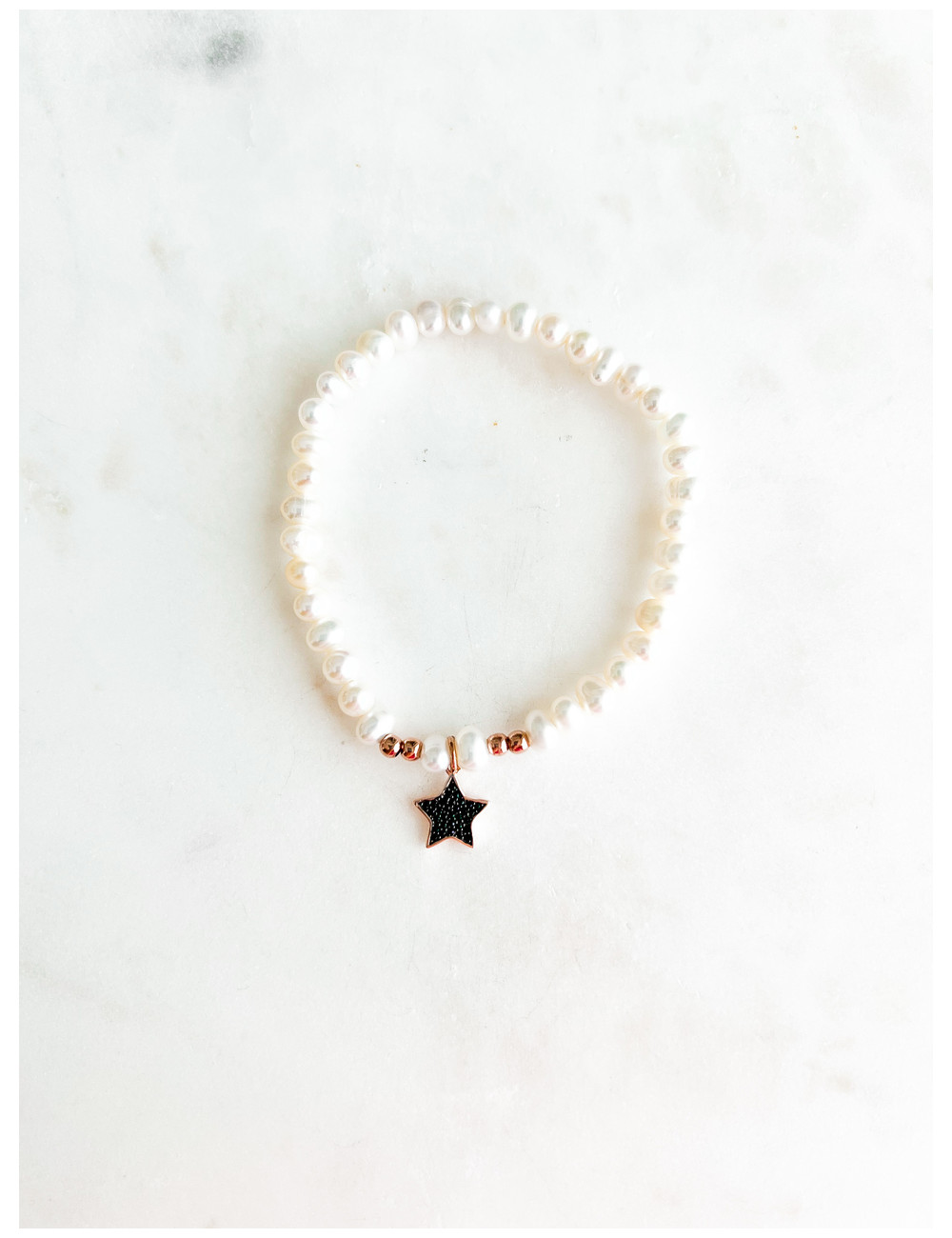 PULSEIRA PÉROLAS E ESTRELA ROSE GOLD