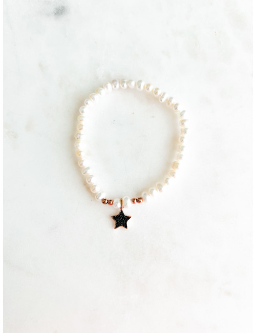PULSEIRA PÉROLAS E ESTRELA ROSE GOLD
