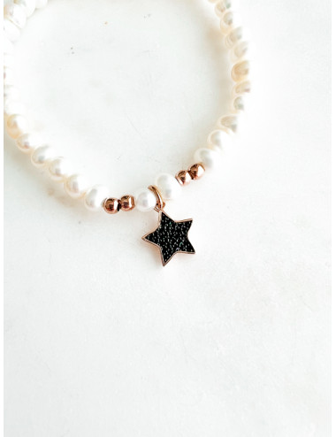 PULSEIRA PÉROLAS E ESTRELA ROSE GOLD