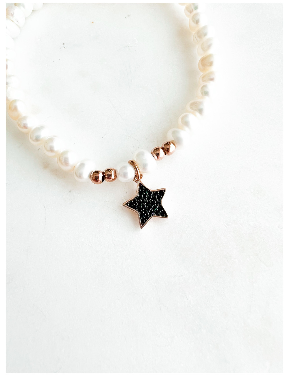 PULSEIRA PÉROLAS E ESTRELA ROSE GOLD
