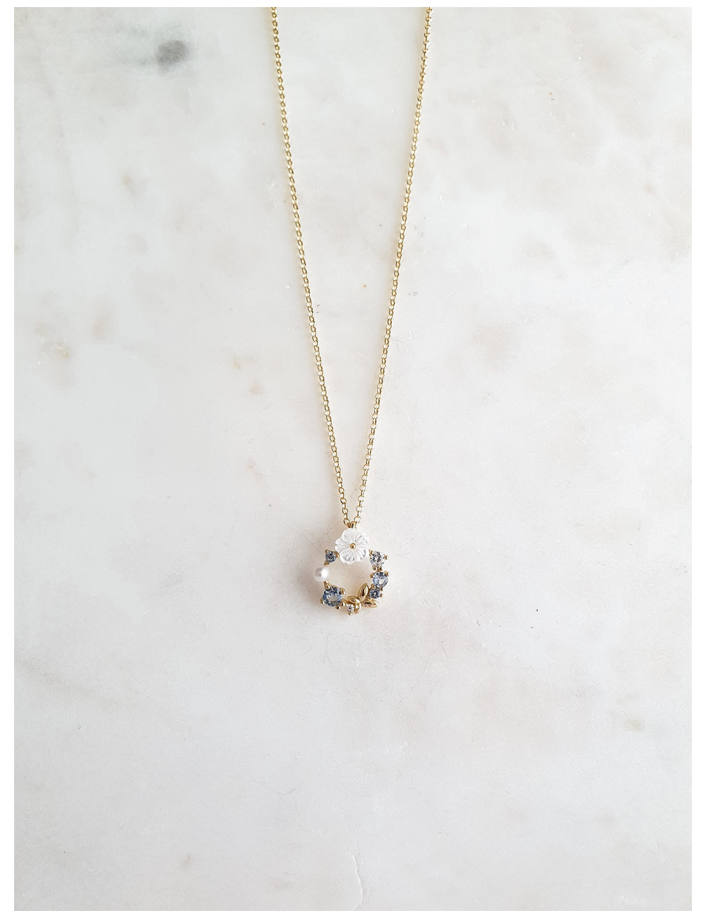 COLAR GARDEN AZUL ÁGUA PRATA DOURADA