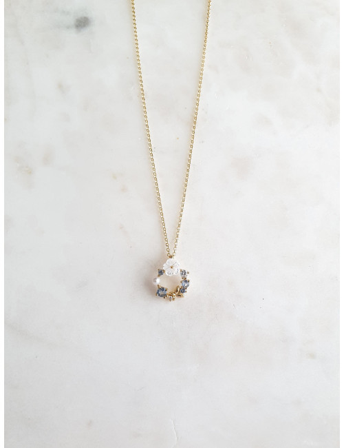 COLAR GARDEN AZUL ÁGUA PRATA DOURADA