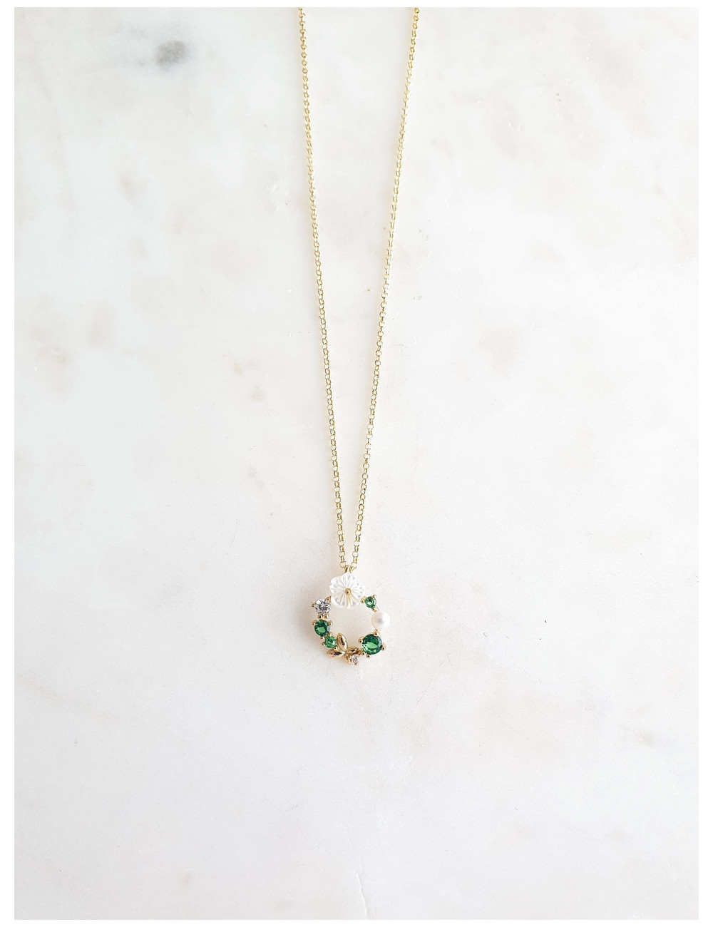 COLAR GARDEN VERDE PRATA DOURADA