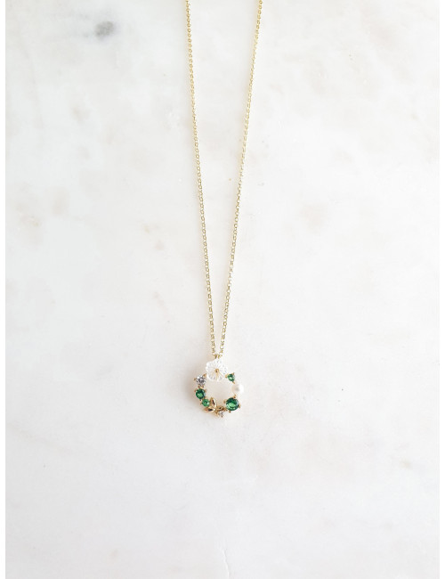 COLAR GARDEN VERDE PRATA DOURADA