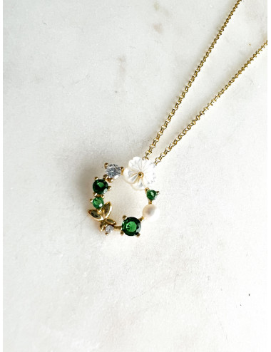 COLAR GARDEN VERDE PRATA DOURADA
