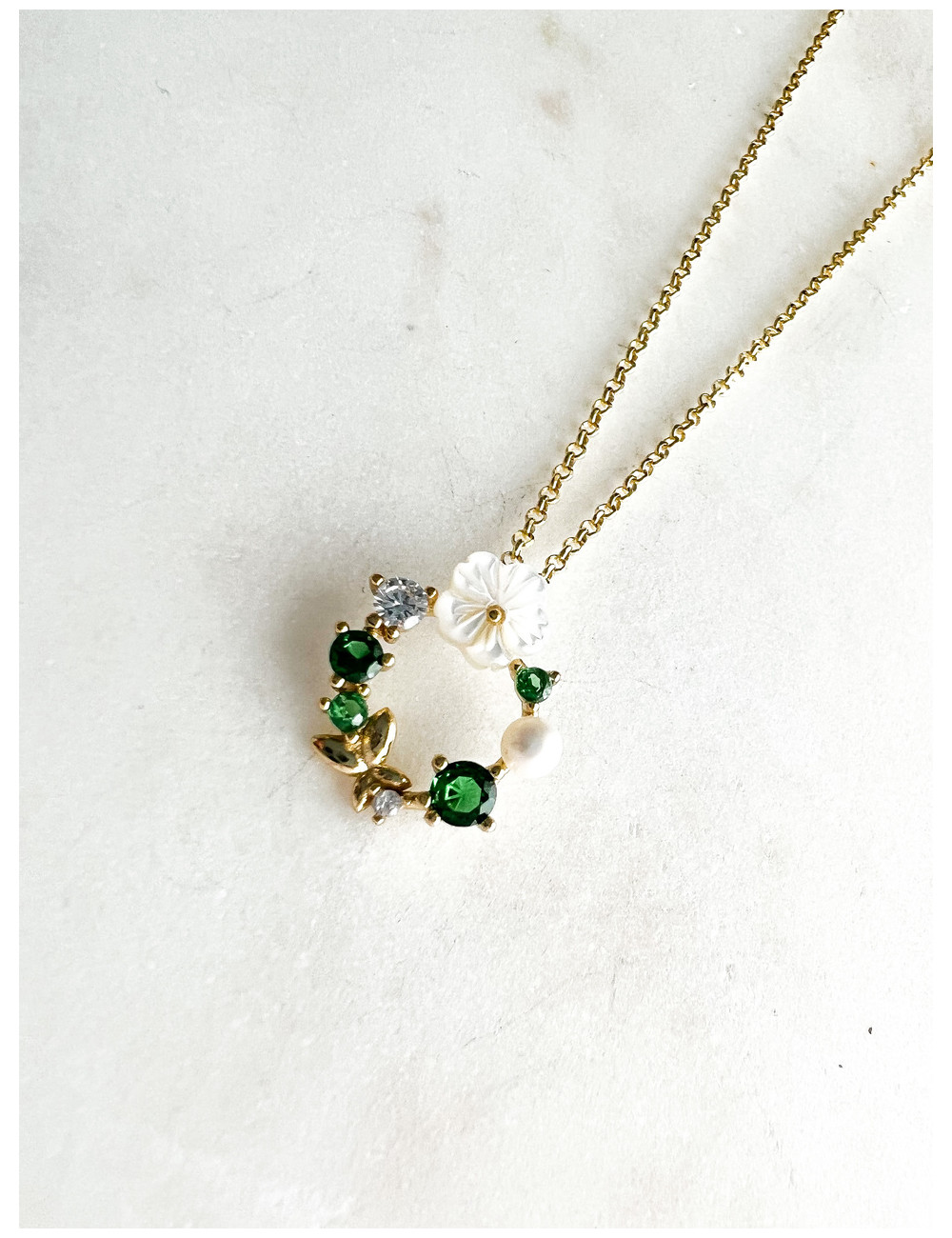 COLAR GARDEN VERDE PRATA DOURADA