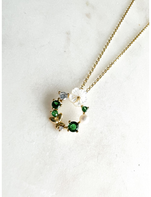 COLAR GARDEN VERDE PRATA DOURADA