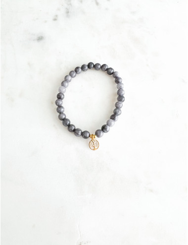 PULSEIRA PEDRAS CINZA ÁRVORE PRATA DOURADA