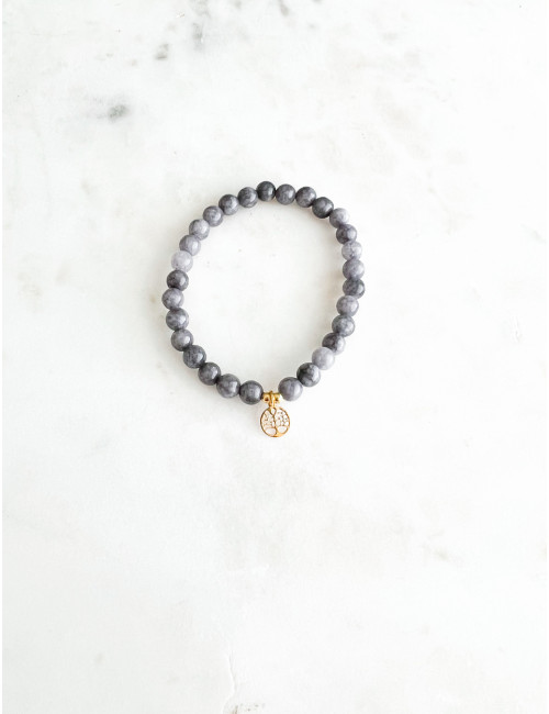 PULSEIRA PEDRAS CINZA ÁRVORE PRATA DOURADA