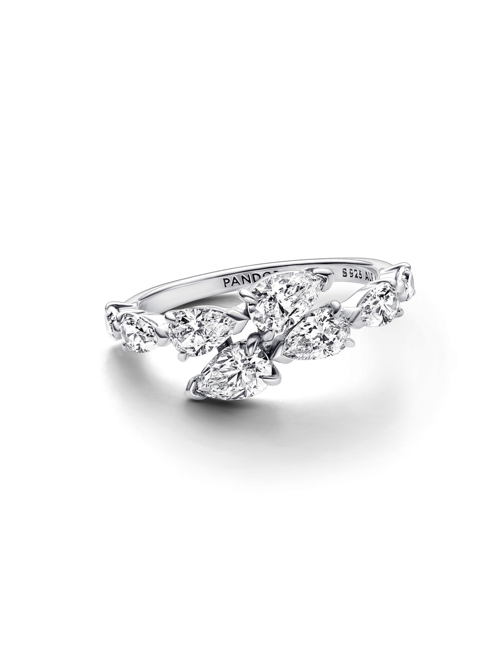 Anel Sparkling Overlapping Band Pandora