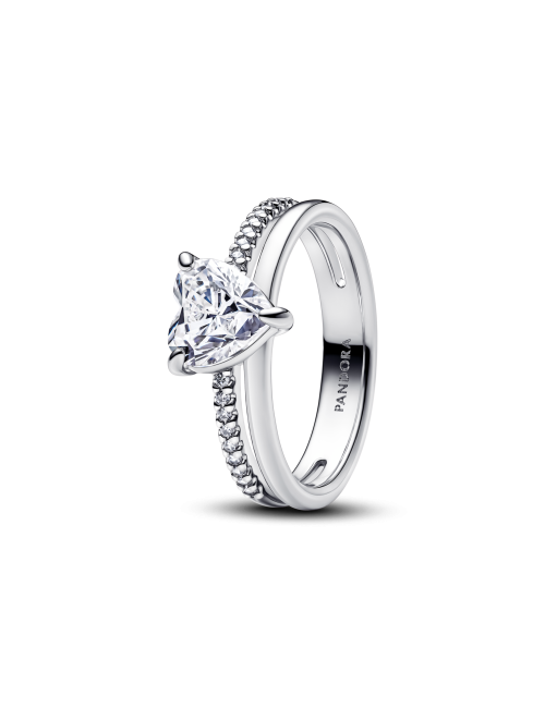 Anel Coração de Aro Duplo Pandora