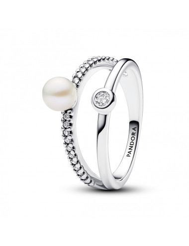 Anel Treated Freshwater Cultured Pearls & Pavé Pandora