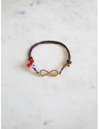 PULSEIRA EM FIO SEDA INFINITO MED PRATA DOURADA