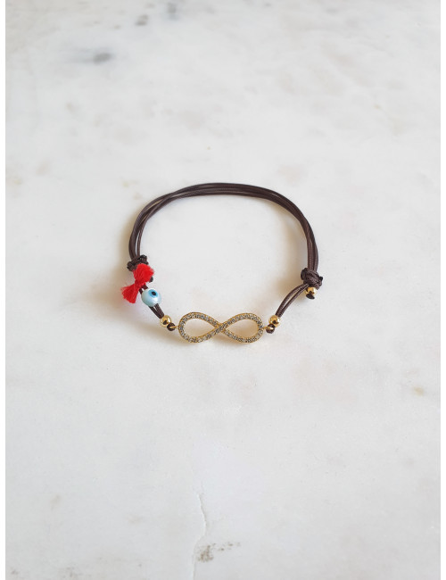 PULSEIRA EM FIO SEDA INFINITO MED PRATA DOURADA