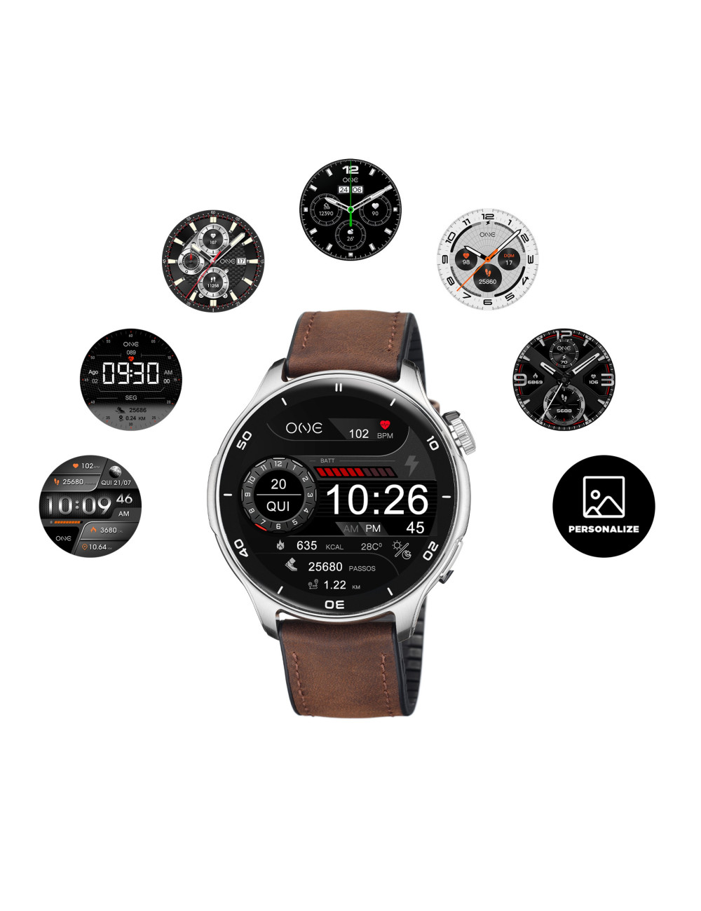 Smartwatch One Men Explorer GPS Brown