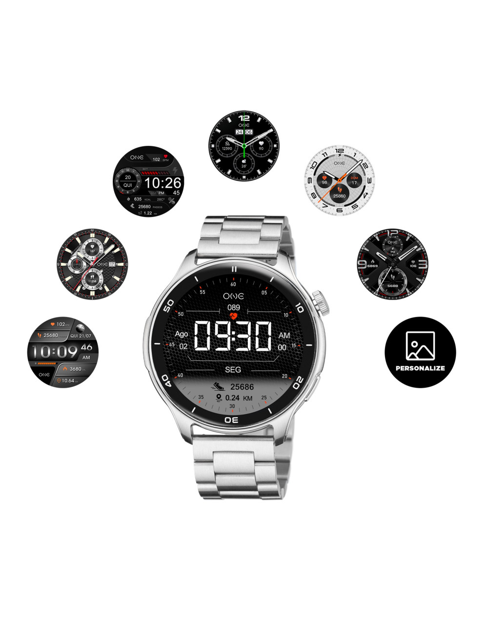 Smartwatch One Men Explorer GPS Silver
