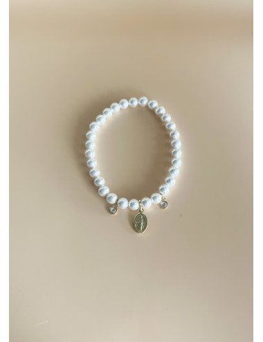 Pulseira Pérolas e Milagrosa Prata Dourada