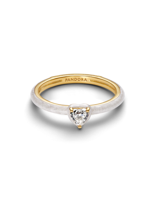 Anel Coração Chakra Branco Pandora