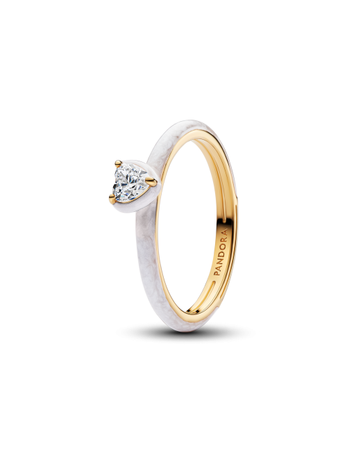 Anel Coração Chakra Branco Pandora