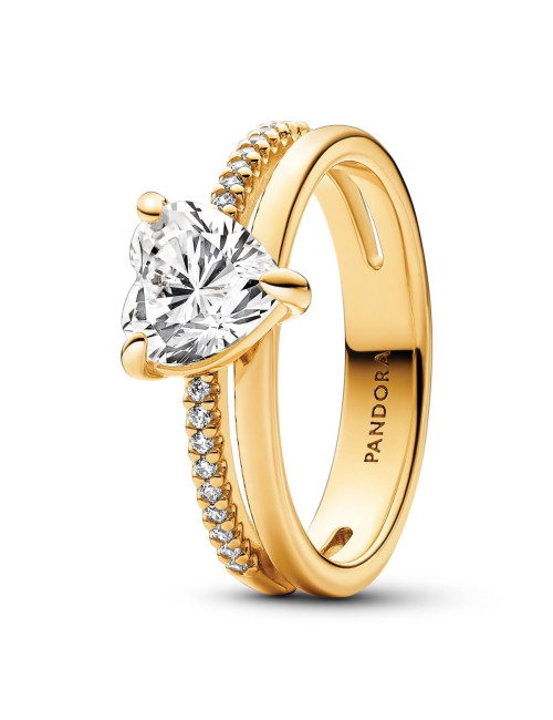 Anel Heart 14k gold plated ring Pandora