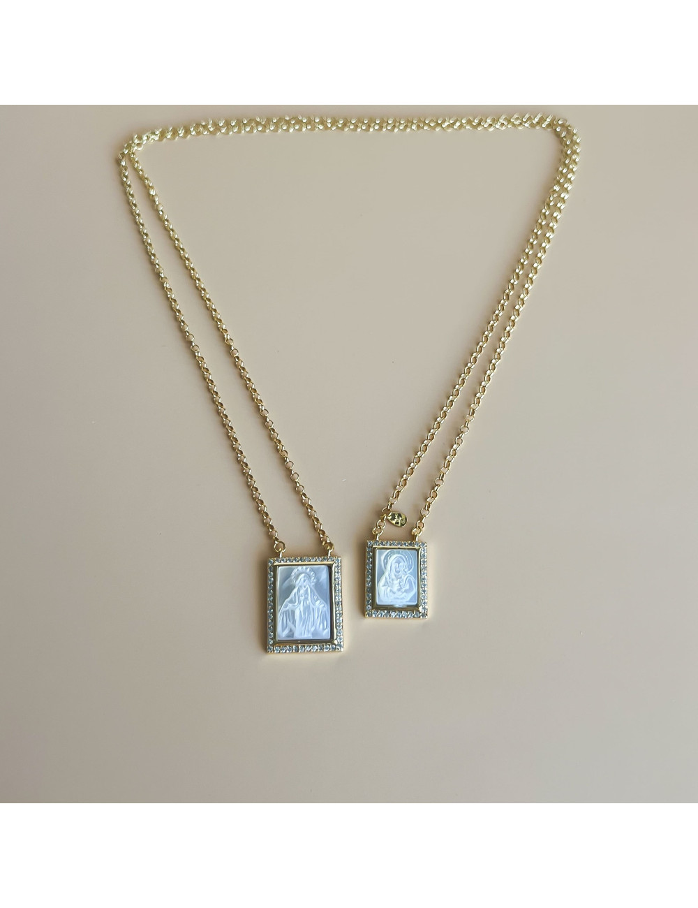 Escapulário Madrepérola Prata Dourada