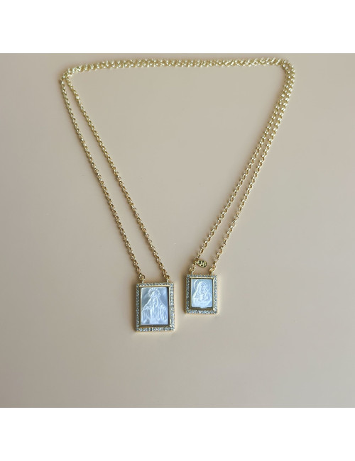 Escapulário Madrepérola Prata Dourada