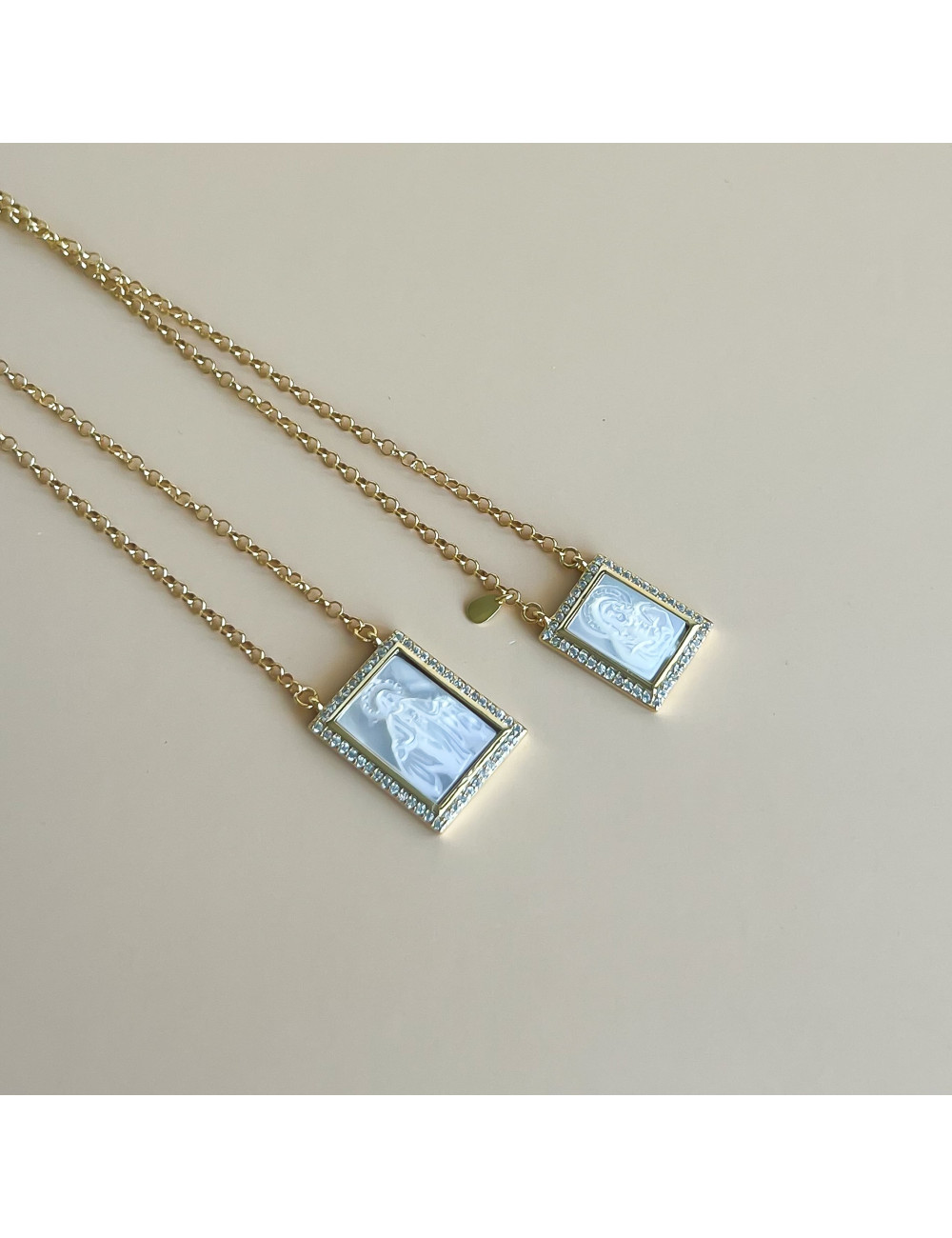 Escapulário Madrepérola Prata Dourada