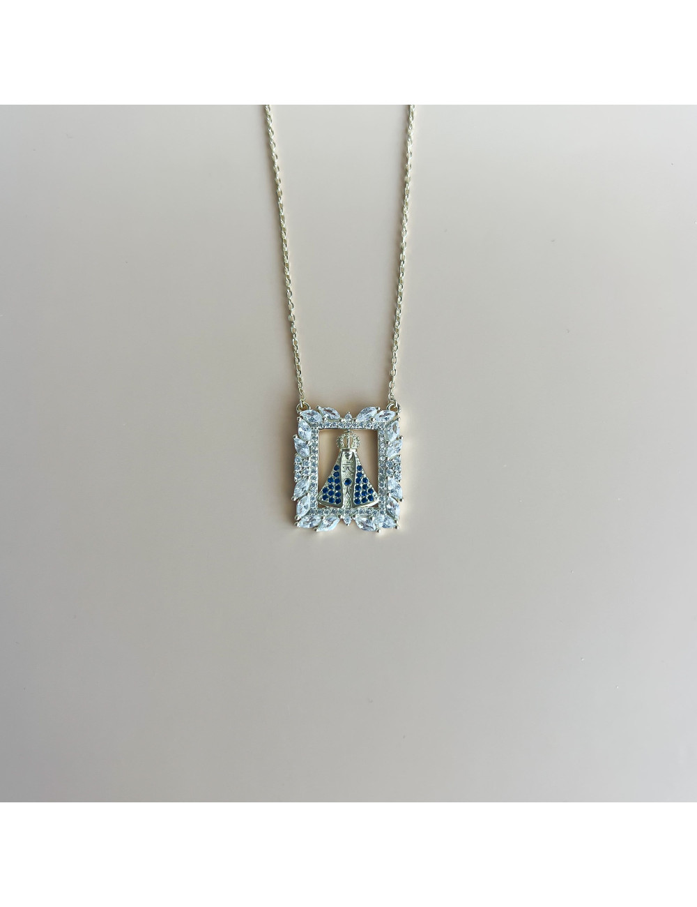 Colar Sra Aparecida Prata Dourada