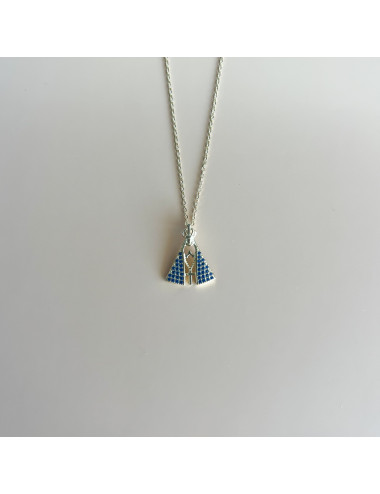 Colar Sra Aparecida Azul Prata Dourada