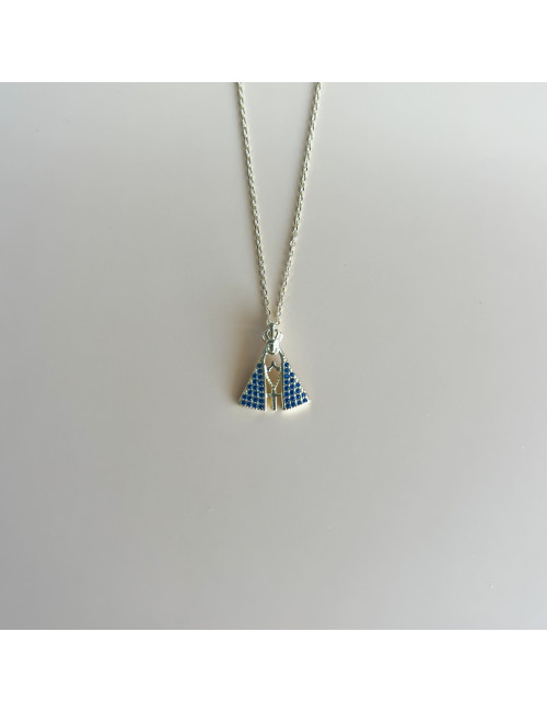 Colar Sra Aparecida Azul Prata Dourada