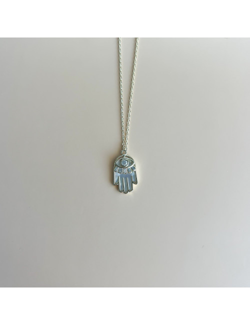 Colar Hamsa Hand Prata Dourada