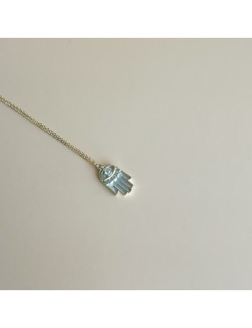 Colar Hamsa Hand Prata Dourada