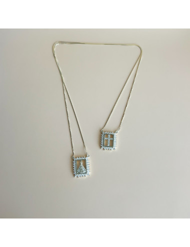 Escapulário Sra Aparecida e Cruz Prata Dourada