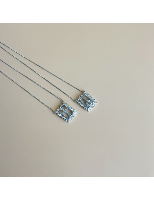 Escapulário Sra Aparecida e Cruz Prata