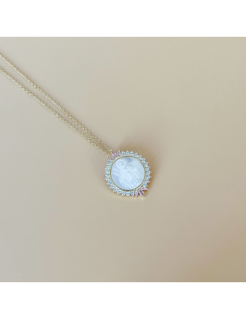 Colar Faith Rosa Prata Dourada