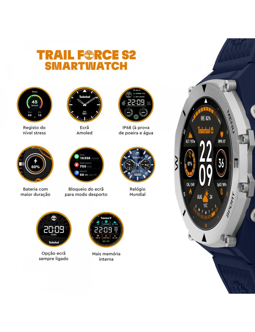 Relógio Smartwatch Timberland Trail Force S2