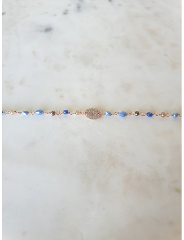 PULSEIRA BLUE CHARM PRATA ROSE GOLD
