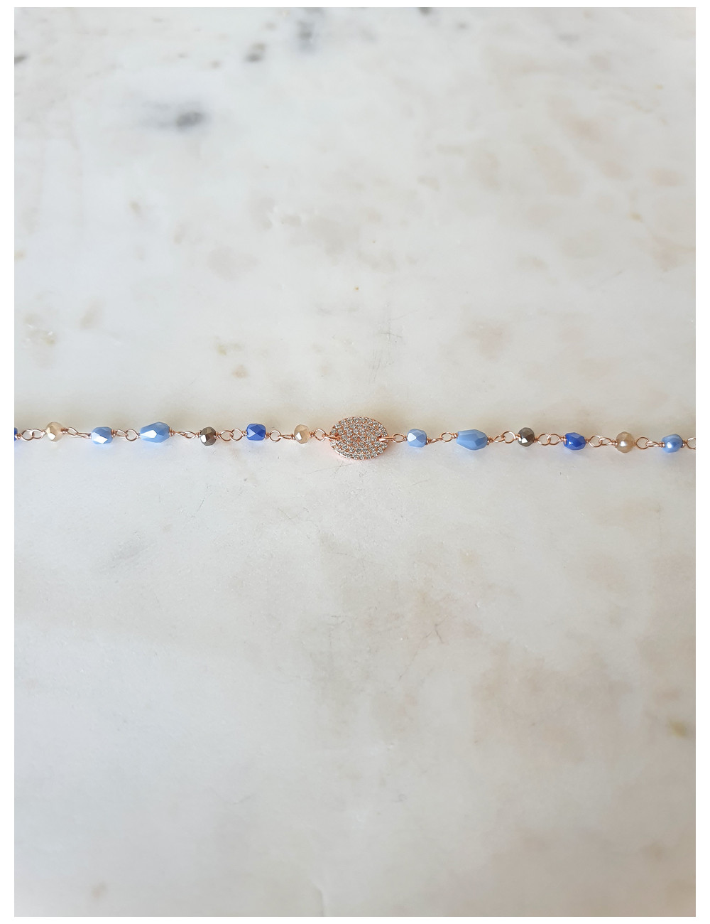 PULSEIRA BLUE CHARM PRATA ROSE GOLD