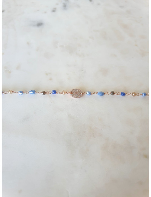 PULSEIRA BLUE CHARM PRATA ROSE GOLD