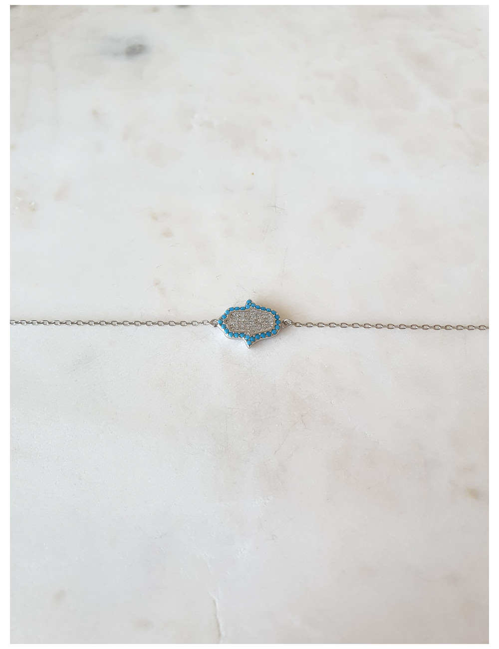 PULSEIRA HAMSA HAND BLUE PRATA