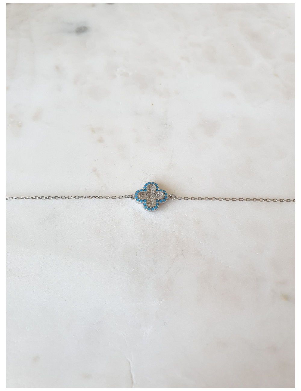 PULSEIRA CLOVER BLUE PRATA