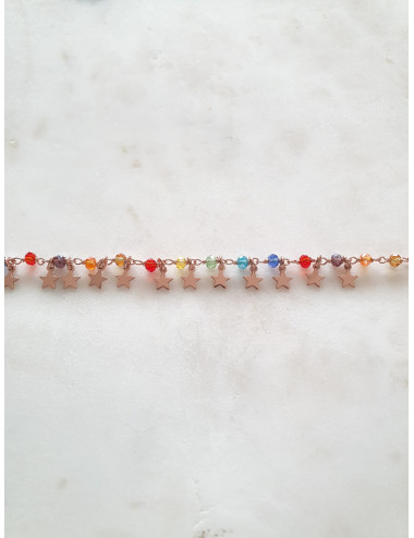 PULSEIRA ESTRELAS PENDENTES PRATA ROSE GOLD