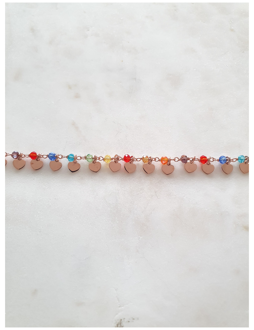 PULSEIRA CORAÇÕES PENDENTES PRATA ROSE GOLD